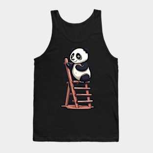 Panda on a Ladder, Kawaii Cute Tank Top